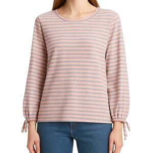 NEW a.n.a Striped Pink and Gray Women's Top Size XL Brown